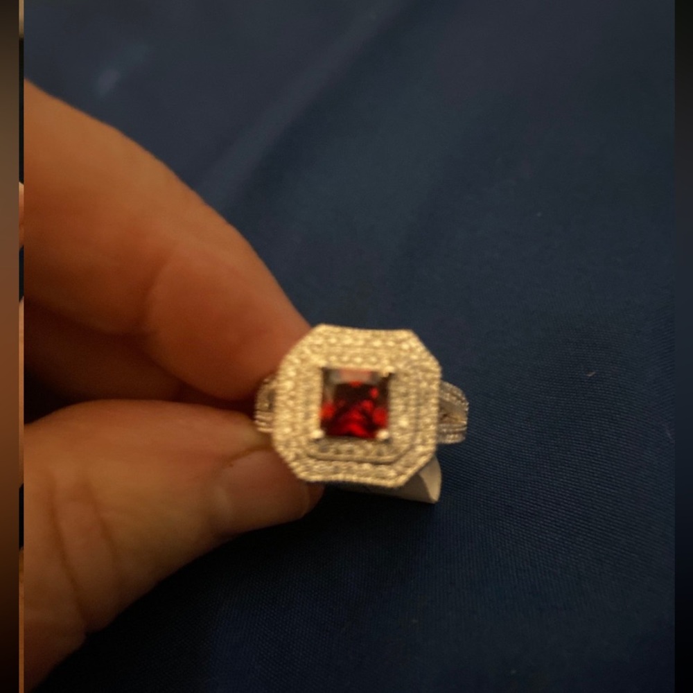 NWT faux ruby and CZ ring